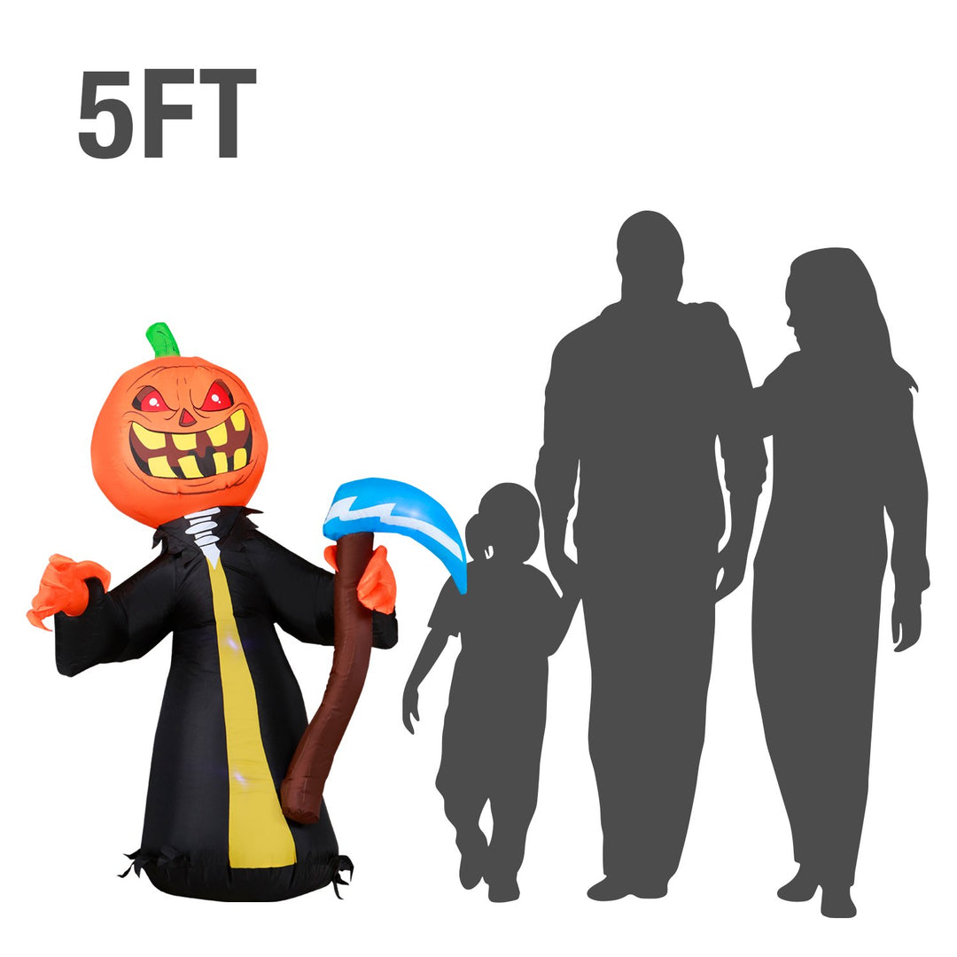 Holidayana HOME GOODS 5 Ft Pumpkin Head Reaper With Scythe Halloween Inflatable 2 Holidayana HOME GOODS 5 Ft Pumpkin Head Reaper With Scythe Halloween Inflatable