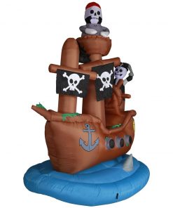 Holidayana HOME GOODS 10 Ft Wide Haunted Pirate Ship Halloween Inflatable