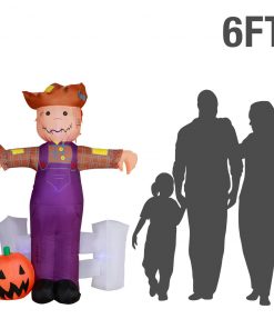 Holidayana HOME GOODS 6 Ft Festive Scarecrow With Jack O' Lantern Halloween Inflatable