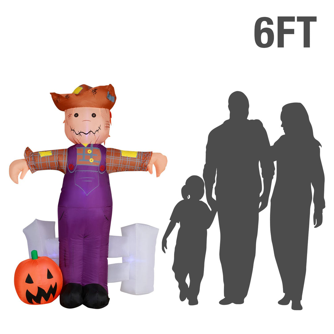 Holidayana HOME GOODS 6 Ft Festive Scarecrow With Jack O' Lantern Halloween Inflatable 2 Holidayana HOME GOODS 6 Ft Festive Scarecrow With Jack O' Lantern Halloween Inflatable