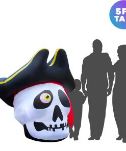 Holidayana 5 Ft Inflatable Halloween Pirate Skull Yard Decoration