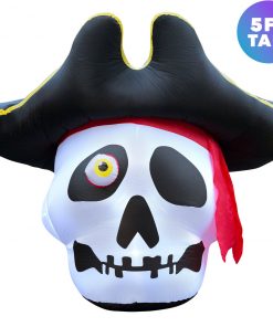 Holidayana 5 Ft Inflatable Halloween Pirate Skull Yard Decoration
