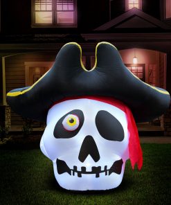 Holidayana 5 Ft Inflatable Halloween Pirate Skull Yard Decoration