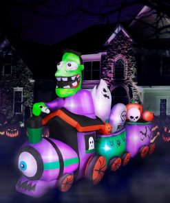 Holidayana HOME GOODS 10 Ft Long Runaway Graveyard Train Halloween Inflatable