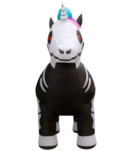 Holidayana 8 Ft Inflatable Halloween Skeleton Unicorn Yard Decoration