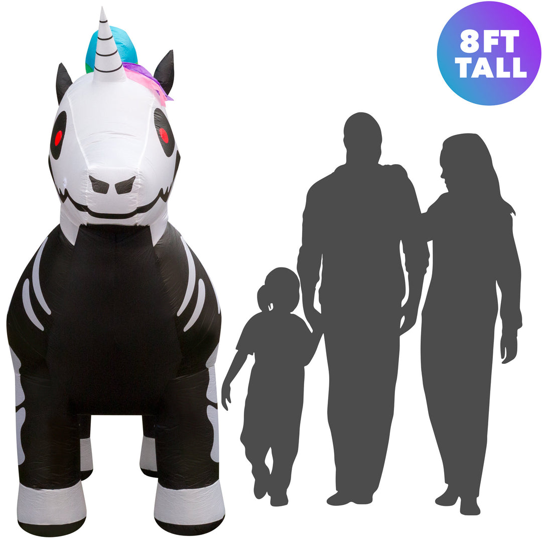 Holidayana 8 Ft Inflatable Halloween Skeleton Unicorn Yard Decoration 8 Holidayana 8 Ft Inflatable Halloween Skeleton Unicorn Yard Decoration