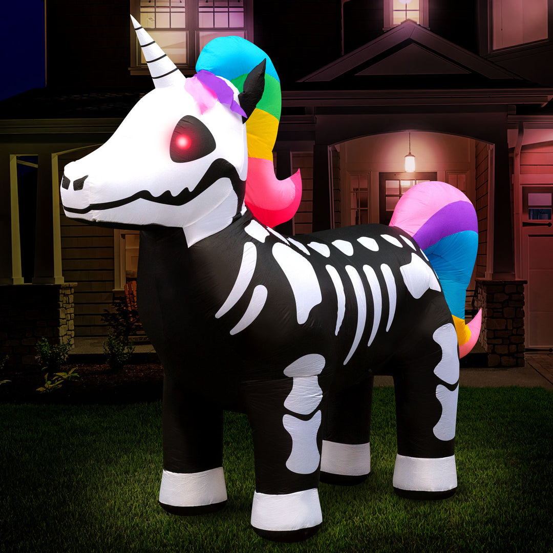 Holidayana 8 Ft Inflatable Halloween Skeleton Unicorn Yard Decoration 1 Holidayana 8 Ft Inflatable Halloween Skeleton Unicorn Yard Decoration