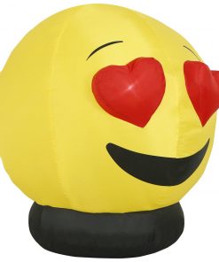 Holidayana HOME GOODS 4.5 Ft Heart Eyes Emoji Inflatable Yard Decoration With Built-in Bulbs, Tie-Downs, And Fan