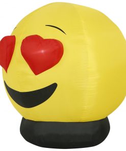 Holidayana HOME GOODS 4.5 Ft Heart Eyes Emoji Inflatable Yard Decoration With Built-in Bulbs, Tie-Downs, And Fan