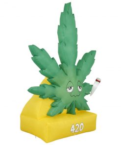 Holidayana 6 Ft Giant Weed Inflatable Yard Decoration With Built-in Bulbs, Tie-Downs, And Fan