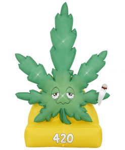 Holidayana 6 Ft Giant Weed Inflatable Yard Decoration With Built-in Bulbs, Tie-Downs, And Fan