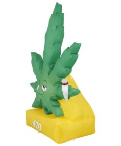 Holidayana 6 Ft Giant Weed Inflatable Yard Decoration With Built-in Bulbs, Tie-Downs, And Fan