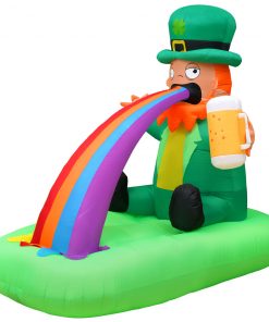 Holidayana Holiday Decorations 6ft Tall Saint Patrick's Day Puking Leprechaun Lawn Inflatable, Bright Lights, Built-in Fan, And Included Stakes And Ropes 10 Holidayana Holiday Decorations 6ft Tall Saint Patrick's Day Puking Leprechaun Lawn Inflatable, Bright Lights, Built-in Fan, And Included Stakes And Ropes