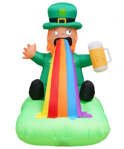 Holidayana Holiday Decorations 6ft Tall Saint Patrick's Day Puking Leprechaun Lawn Inflatable, Bright Lights, Built-in Fan, And Included Stakes And Ropes 12 Holidayana Holiday Decorations 6ft Tall Saint Patrick's Day Puking Leprechaun Lawn Inflatable, Bright Lights, Built-in Fan, And Included Stakes And Ropes