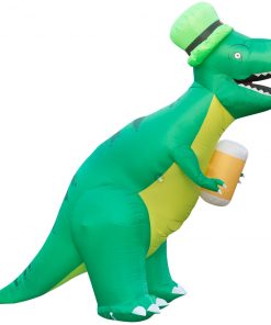 Holidayana Holiday Decorations 8ft Tall Saint Patrick's Day Leprechaun T-Rex Lawn Inflatable, Bright Lights, Built-in Fan, And Included Stakes And Ropes