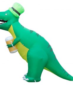 Holidayana Holiday Decorations 8ft Tall Saint Patrick's Day Leprechaun T-Rex Lawn Inflatable, Bright Lights, Built-in Fan, And Included Stakes And Ropes