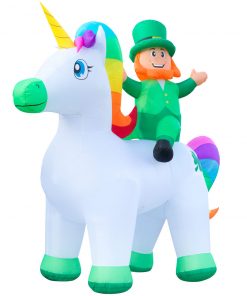 Holidayana 9ft Tall Saint Patrick's Day Leprechaun Riding Unicorn Lawn Inflatable, Bright Lights, Built-in Fan, And Included Stakes And Ropes Holiday Decorations 12 Holidayana 9ft Tall Saint Patrick's Day Leprechaun Riding Unicorn Lawn Inflatable, Bright Lights, Built-in Fan, And Included Stakes And Ropes Holiday Decorations
