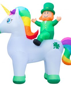 Holidayana 9ft Tall Saint Patrick's Day Leprechaun Riding Unicorn Lawn Inflatable, Bright Lights, Built-in Fan, And Included Stakes And Ropes Holiday Decorations 13 Holidayana 9ft Tall Saint Patrick's Day Leprechaun Riding Unicorn Lawn Inflatable, Bright Lights, Built-in Fan, And Included Stakes And Ropes Holiday Decorations