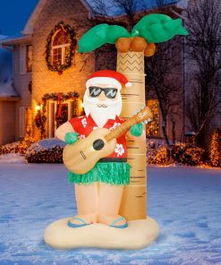 Holidayana 8 Ft Inflatable Christmas Hula Santa Outdoor Decoration With LED Lights, Fan, And Stakes HOME GOODS