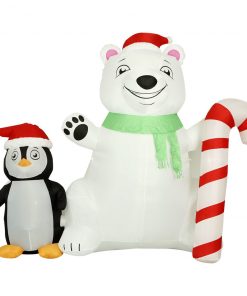 Holidayana HOME GOODS 8 Ft Inflatable Christmas Polar Bear Outdoor Decoration With LED Lights, Fan, And Stakes