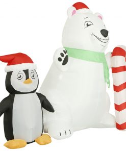 Holidayana HOME GOODS 8 Ft Inflatable Christmas Polar Bear Outdoor Decoration With LED Lights, Fan, And Stakes