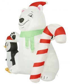 Holidayana HOME GOODS 8 Ft Inflatable Christmas Polar Bear Outdoor Decoration With LED Lights, Fan, And Stakes