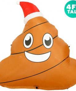 Holidayana 4 Ft Inflatable Christmas Poop Outdoor Decoration With LED Lights, Fan, And Stakes