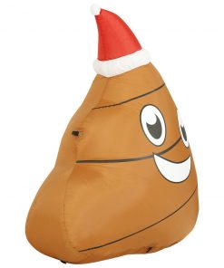Holidayana 4 Ft Inflatable Christmas Poop Outdoor Decoration With LED Lights, Fan, And Stakes