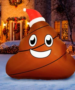 Holidayana 4 Ft Inflatable Christmas Poop Outdoor Decoration With LED Lights, Fan, And Stakes