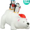 Holidayana 8 Ft Inflatable Christmas Penguins On Polar Bear Outdoor Decoration With LED Lights, Fan, And Stakes