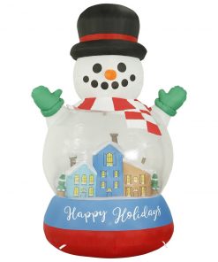 Holidayana HOME GOODS 8 Ft Inflatable Christmas Snow Globe Outdoor Decoration With LED Lights, Fan, And Stakes