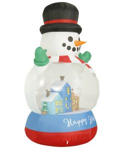 Holidayana HOME GOODS 8 Ft Inflatable Christmas Snow Globe Outdoor Decoration With LED Lights, Fan, And Stakes