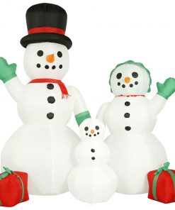 Holidayana 8 Ft Inflatable Christmas Snowman Family Outdoor Decoration With LED Lights, Fan, And Stakes HOME GOODS