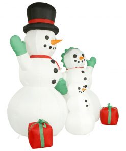 Holidayana 8 Ft Inflatable Christmas Snowman Family Outdoor Decoration With LED Lights, Fan, And Stakes HOME GOODS