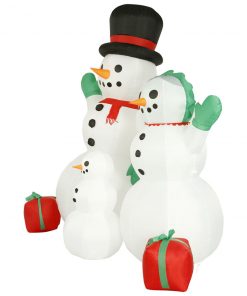 Holidayana 8 Ft Inflatable Christmas Snowman Family Outdoor Decoration With LED Lights, Fan, And Stakes HOME GOODS