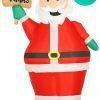 Holidayana HOME GOODS 8 Ft Inflatable Christmas Santa With Sign Outdoor Decoration