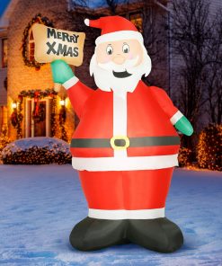 Holidayana HOME GOODS 8 Ft Inflatable Christmas Santa With Sign Outdoor Decoration