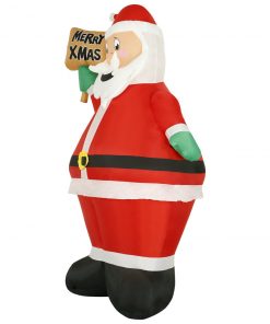 Holidayana HOME GOODS 8 Ft Inflatable Christmas Santa With Sign Outdoor Decoration