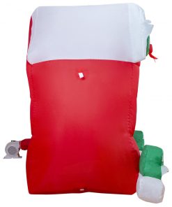 Holidayana 8 Ft Inflatable Christmas Santa Workshop Outdoor Decoration With LED Lights, Fan, And Stakes