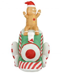 Holidayana HOME GOODS 10 Ft Inflatable Christmas Train Outdoor Decoration With LED Lights, Fan, And Stakes