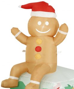 Holidayana HOME GOODS 10 Ft Inflatable Christmas Train Outdoor Decoration With LED Lights, Fan, And Stakes