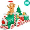 Holidayana HOME GOODS 10 Ft Inflatable Christmas Train Outdoor Decoration With LED Lights, Fan, And Stakes
