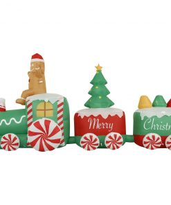 Holidayana HOME GOODS 10 Ft Inflatable Christmas Train Outdoor Decoration With LED Lights, Fan, And Stakes