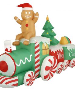 Holidayana HOME GOODS 10 Ft Inflatable Christmas Train Outdoor Decoration With LED Lights, Fan, And Stakes