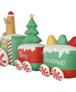 Holidayana HOME GOODS 10 Ft Inflatable Christmas Train Outdoor Decoration With LED Lights, Fan, And Stakes