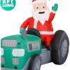 Holidayana 8 Ft Inflatable Christmas Tractor Santa Outdoor Decoration With LED Lights, Fan, And Stakes