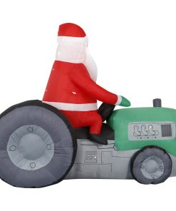 Holidayana 8 Ft Inflatable Christmas Tractor Santa Outdoor Decoration With LED Lights, Fan, And Stakes