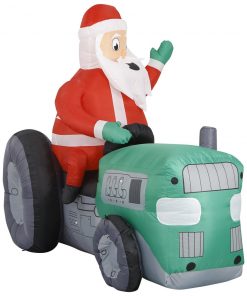 Holidayana 8 Ft Inflatable Christmas Tractor Santa Outdoor Decoration With LED Lights, Fan, And Stakes
