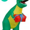 Holidayana 8 Ft Inflatable Christmas T-Rex Outdoor Decoration With LED Lights, Fan, And Stakes