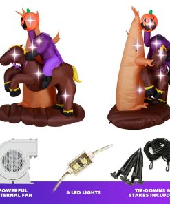 Holidayana HOME GOODS 8 Ft Headless Horseman With Jack O' Lantern Head Halloween Inflatable 12 Holidayana HOME GOODS 8 Ft Headless Horseman With Jack O' Lantern Head Halloween Inflatable